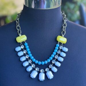 Radiant Blue and Gold Beaded Necklace
